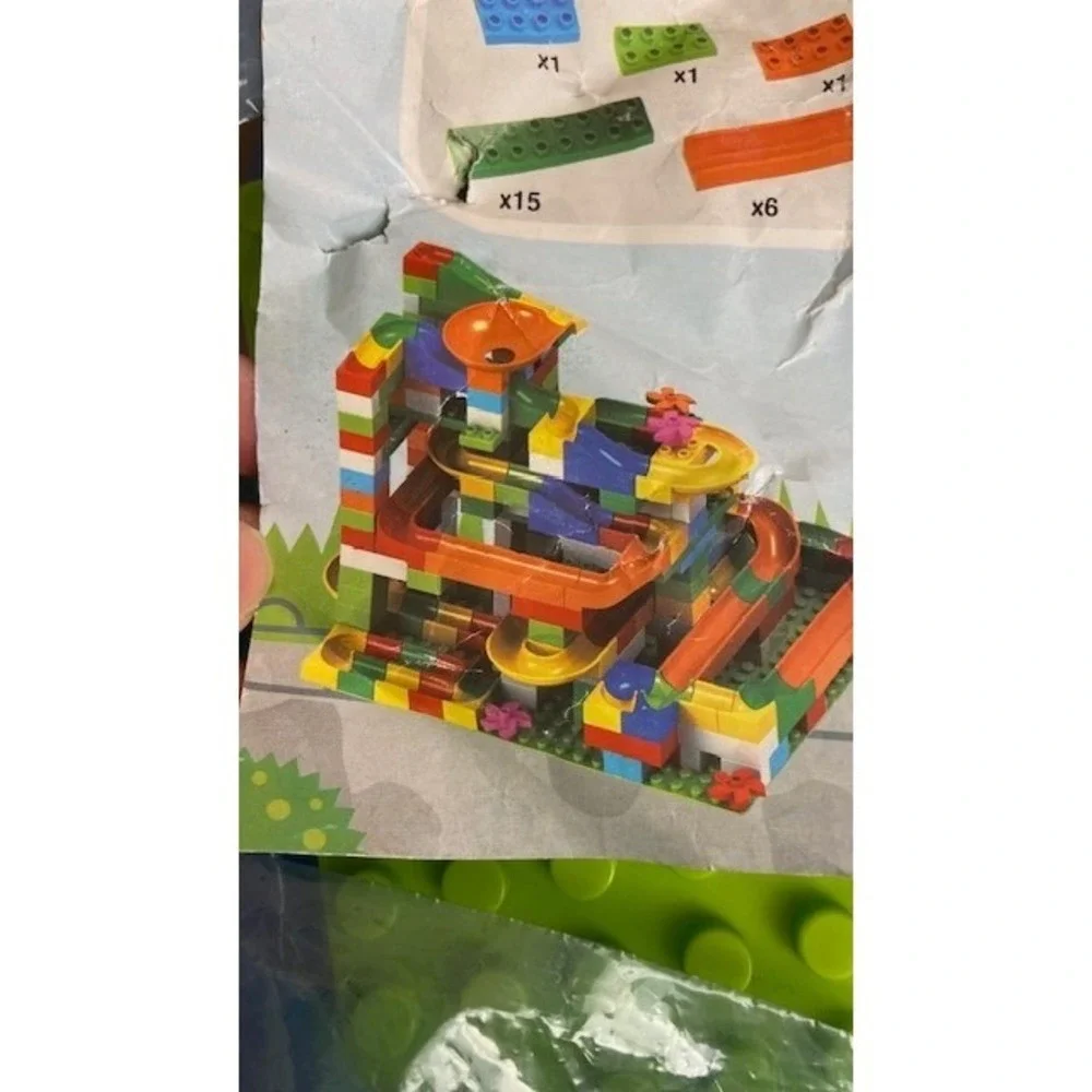 Slide Funny Blocks Marble Run Building Bricks Set with Baseplates Bulk Lot